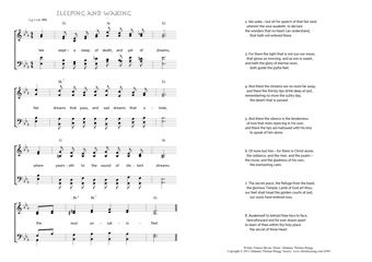 Hymn score of: We slept – a sleep of death, and yet of dreams - Sleeping and waking (Frances Bevan/Johannes Thomas Rüegg)