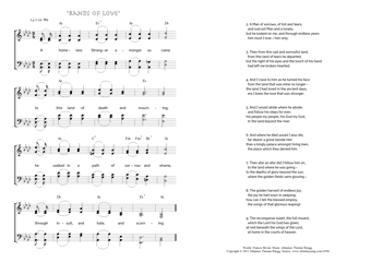 Hymn score of: A homeless Stranger amongst us came - Bands of love (Frances Bevan/Johannes Thomas Rüegg)