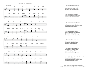 Hymn score of: We yield to death; the fight is lost - The last enemy (Horatius Bonar/Johannes Thomas Rüegg)