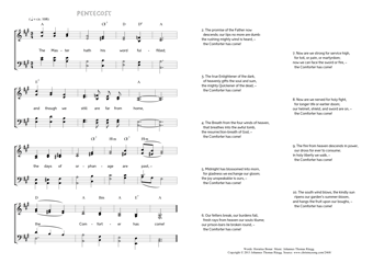 Hymn score of: The Master hath his word fulfilled - Pentecost (Horatius Bonar/Johannes Thomas Rüegg)