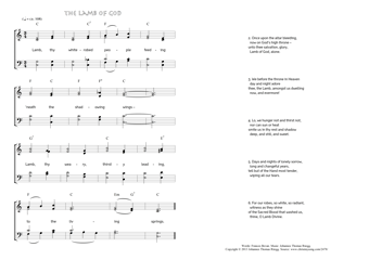 Hymn score of: Lamb, thy white-robed people feeding - The Lamb of God (Frances Bevan/Johannes Thomas Rüegg)