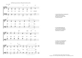 Hymn score of: Des Herren priesterlich Geschlecht - Königliches Priestertum (Gerhard Tersteegen/Johannes Thomas Rüegg)