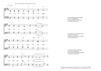 Hymn score of: The race of God's anointed priests - The royal priesthood (Gerhard Tersteegen/Frances Bevan/Johannes Thomas Rüegg)