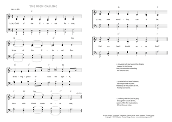 Hymn score of: Child of the Eternal Father - The high calling (Gerhard Tersteegen/Frances Bevan/Johannes Thomas Rüegg)