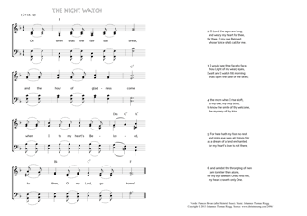 Hymn score of: Oh when shall the fair day break - The night watch (Heinrich Suso/Frances Bevan/Johannes Thomas Rüegg)