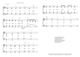 Hymn score of: Take me, Jesus, to thy breast - Evensong (Gerhard Tersteegen/Frances Bevan/Johannes Thomas Rüegg)