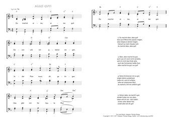 Hymn score of: Du machst alles, alles gut! - Alles gut! (Johannes Thomas Rüegg)