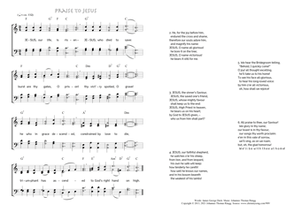 Hymn score of: JESUS, our life, is risen - Praise to Jesus (James George Deck/Johannes Thomas Rüegg)