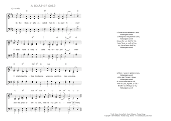 Hymn score of: In the Book of Life enrolled - A harp of gold (James George Deck/Johannes Thomas Rüegg)