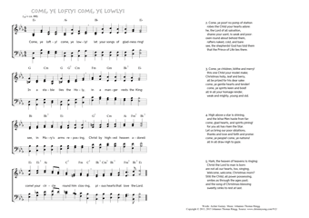 Hymn score of: Come, ye lofty! come, ye lowly! (Archer Gurney/Johannes Thomas Rüegg)