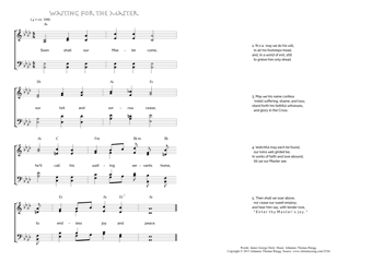 Hymn score of: Soon shall our Master come - Waiting for the Master (James George Deck/Johannes Thomas Rüegg)
