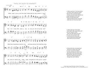 Hymn score of: Where shall I go, my Lord, from thee? - "Will ye also go away?" (James George Deck/Johannes Thomas Rüegg)