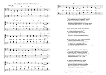 Hymn score of: Thou knowest, Lord, the weariness and sorrow - "O Lord, thou Knowest!" (Jane Laurie Borthwick/Johannes Thomas Rüegg)