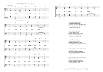 Hymn score of: All have their work to do - Hymn for a child (James George Deck/Johannes Thomas Rüegg)