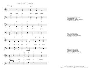 Hymn score of: We bless our Saviour's name - The Lord's supper (James George Deck/Johannes Thomas Rüegg)