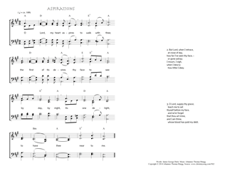 Hymn score of: O Lord, my heart aspires - Aspirations (James George Deck/Johannes Thomas Rüegg)