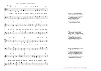 Hymn score of: Lamb of God! thou now art seated - The Lamb of God (2) (James George Deck/Johannes Thomas Rüegg)