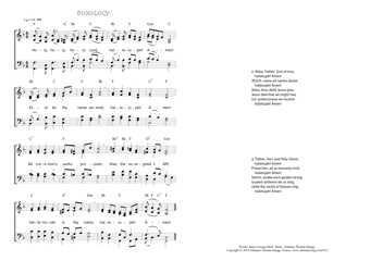 Hymn score of: Holy, holy, holy Lord - Doxology (James George Deck/Johannes Thomas Rüegg)