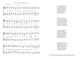 Hymn score of: Oh how could I forget him - The Remembrance (Gottlob Christian Kern/Catherine Winkworth/Johannes Thomas Rüegg)