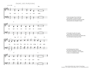 Hymn score of: My body is weary and weak - Faint, yet Pursuing (Charlotte Elliott/Johannes Thomas Rüegg)