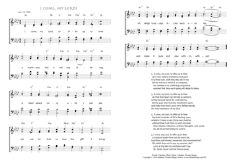 Hymn score of: I come, my Lord, to offer up to thee - I come, my Lord! (Charlotte Elliott/Johannes Thomas Rüegg)