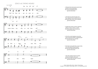Hymn score of: Feelest thou disquiet, care, unrest - Give Me thine Heart (Charlotte Elliott/Johannes Thomas Rüegg)