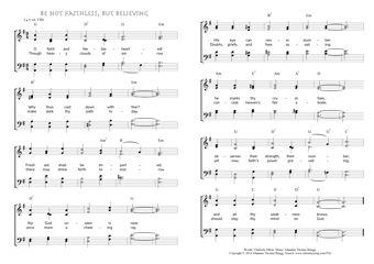 Hymn score of: O faint and feeble-hearted! - Be not Faithless, but Believing (Charlotte Elliott/Johannes Thomas Rüegg)
