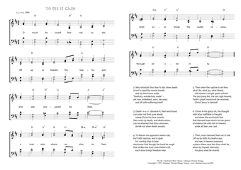 Hymn score of: O much beloved! fear not to die - To Die is Gain (Charlotte Elliott/Johannes Thomas Rüegg)