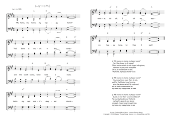 Hymn score of: "My home, my home, my happy home!" - My Home (Charlotte Elliott/Johannes Thomas Rüegg)