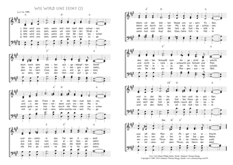 Part one of hymn score of: Wie wird uns sein, wenn endlich nach dem schweren - Wie wird uns sein? (Carl Johann Philipp Spitta/Johannes Thomas Rüegg)