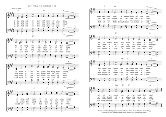 Part one of hymn score of: Oh what will be the day when won at last - Things to come (Carl Johann Philipp Spitta/Frances Bevan/Johannes Thomas Rüegg)
