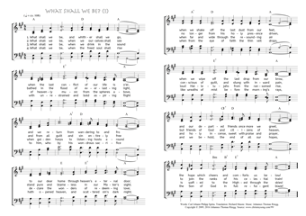 Part one of hymn score of: What shall we be, and whither shall we go - What shall we be? (Carl Johann Philipp Spitta/Richard Massie/Johannes Thomas Rüegg)