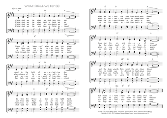 Part two of hymn score of: What shall we be, and whither shall we go - What shall we be? (Carl Johann Philipp Spitta/Richard Massie/Johannes Thomas Rüegg)