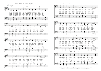 Part one of hymn score of: Hoe zal 't ons zijn, als we eindlijk, moê van 't dwalen - Hoe zal 't ons zijn! (Carl Johann Philipp Spitta/Albertine Kehrer/Johannes Thomas Rüegg)