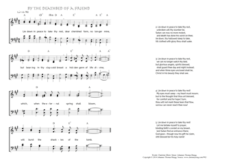 Hymn score of: Lie down in peace to take thy rest - By the Deathbed of a Friend (Charlotte Elliott/Johannes Thomas Rüegg)