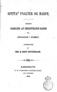 Title page of Reventlow, Spitta's Psalter og Harpe, 1873.